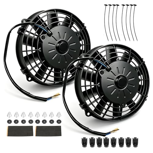 8 Inch Reversible Radiator Cool Fan, Upgraded Push & Pull Slim Electric Cooling Fan 12V 80W, Universal Fit for Car/Truck/SUV (Black w/Mount) - size: 8 INCH