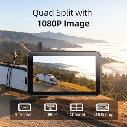 eRapta RV Backup Camera Wireless System for Furrion with 5-Inch Monitor - color: Metallic Gray