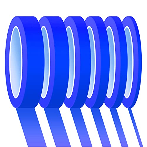 6 Rolls Fine Line Tape 1/16, 1/8, 1/5, 2/5, 1/2, 3/4 Inch x 55 Yard Fineline Masking Tape Painter Adhesive Automotive for DIY Car Auto Paint (Blue, Mixed Sizes) - color: Blue, size: Mixed Sizes