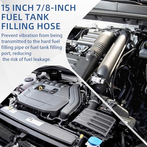 1 3/8 inch Fuel Filler Neck Hose With 4 Clamps, 15 7/8" Length Reinforced Gas Tank Hose (90 Degree, 1.375" ID) - size: 1.375" ID, style: 90 Degree