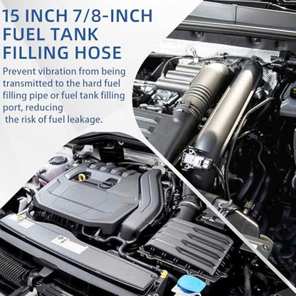 1 1/4 inch Fuel Filler Neck Hose With 4 Clamps, 15 7/8" Length Reinforced Gas Tank Hose (45 Degree, 1.25" ID) - size: 1.25" ID, style: 45 Degree