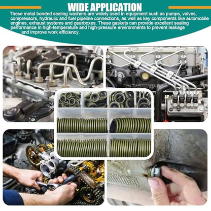 388 PCS 12 Sizes NBR Metal Bonded Sealing Washer Kit M6-M30 Automotive - color: 388pcs Sealing Washers