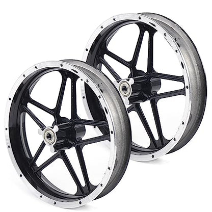 YIYIBYUS Rear and Front Wheels Set 2.50-10 Front+Rear Wheel Tire Rim Hub Assembly Aluminum Tire Rim Hub for 2 Stroke Dirt Bike 49cc 50cc Mini Pit Dirt Bike Black