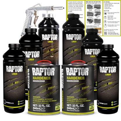 U-POL Raptor Black Urethane Spray-On Truck Bed Liner Kit, 6 Litres