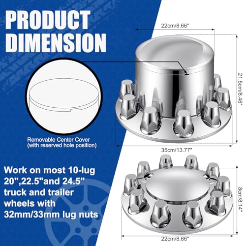 JiiinMiiin 33mm 2 Front & 4 Rear Semi Truck Axle Wheel Cover Lug Nut Cover - size: 2 Front and 4 Rear