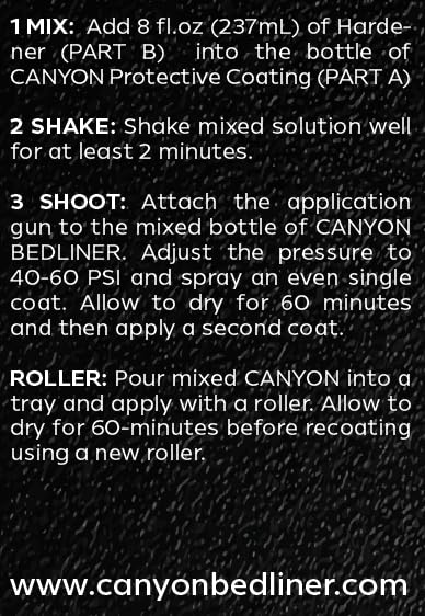 Canyon Black 1 Gallon Epoxy Spray-On Truck Bed Liner Kit w/Spray gun, Sprayable and Brushable - Easy to mix 3:1 - Mix, Shake and Apply