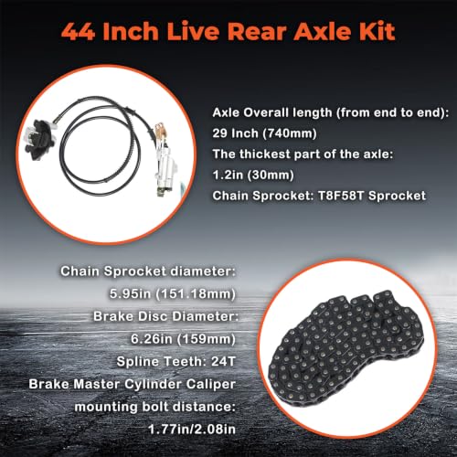 labwork 29 inch/740mm Rear Live Axle Kit with Brake Assembly & Chain Replacement for Drift Trike Go Kart 50cc 70cc 90cc ATV Quads