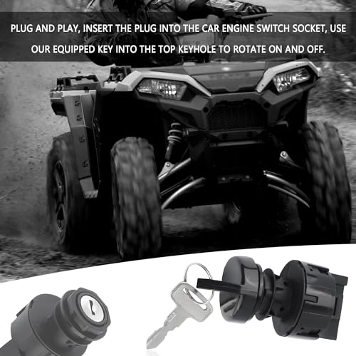 Ignition Key Switch OEM#4011002 4012165 4010390,3 Position 6 Pins Ignition Switch with Keys,Key Ignitions Switches Compatible with Polaris RZR Ranger Sportsman 170 300 325 400 425 450 500 550