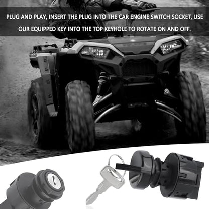Ignition Key Switch OEM#4011002 4012165 4010390,3 Position 6 Pins Ignition Switch with Keys,Key Ignitions Switches Compatible with Polaris RZR Ranger Sportsman 170 300 325 400 425 450 500 550