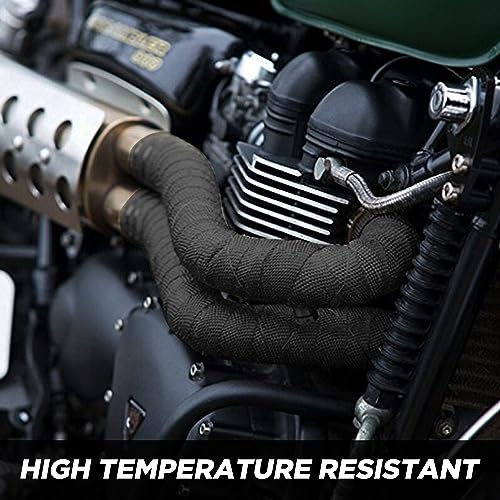 NEZUIBAN Exhaust Wrap 2" x 16FT, High Temp Header Wrap with 6 Stainless Steel Ties - color: Black 2''x16'