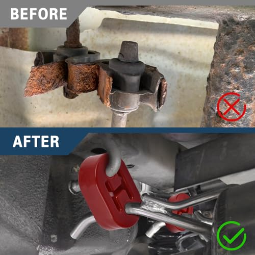 Rubber Exhaust Hanger, 2 Holes Adjustable Muffler Hanger, 4 Pack - color: Red, size: 2 Hole
