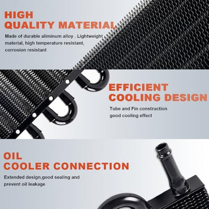 BARTOO Universal 5/16" Transmission Oil Cooler Kit, Aluminium alloy 6 Pass Tube and Fin Oil Cooler Kit(Black) - color: Black, size: 6 Pass