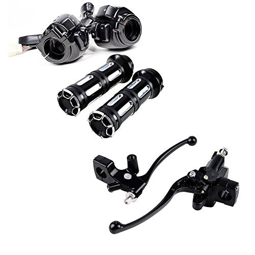 1" Handlebar Switch Control & Brake Master Cylinder for Harley - color: Black, size: Handlebar Switch + Brake Levers + Grips (1)