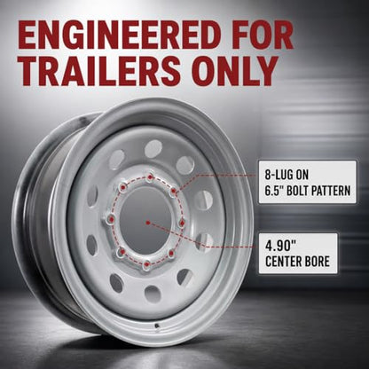 eCustomrim 2-Pack Trailer Wheel 16X6 16 Inch 8 Lug Silver Modular Rim
