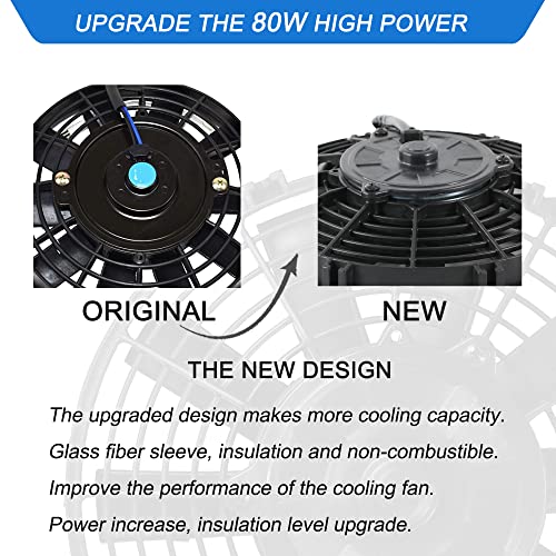 9" Inch Electric Radiator Fans 12V Universal Cooling Fan 80W Mount Kit High Performance Radiator Assembly Kit - style: 9" Straight