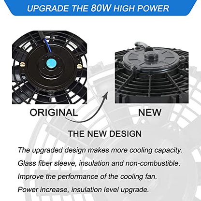 9" Inch Electric Radiator Fans 12V Universal Cooling Fan 80W Mount Kit High Performance Radiator Assembly Kit - style: 9" Straight