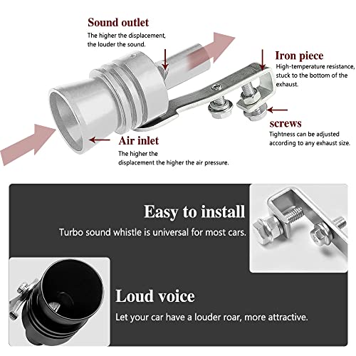 2PCS Car Turbo Whistle, Aluminum Alloy Universal Turbo Whistle - color: Sliver