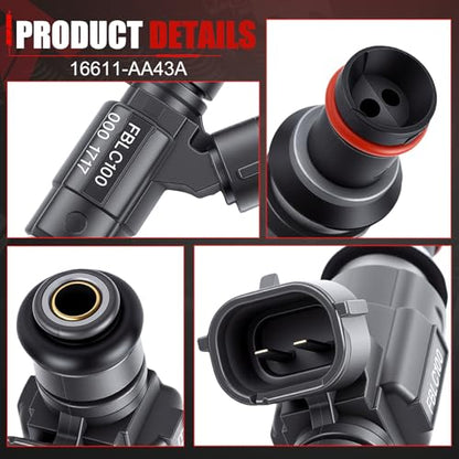 16611-AA43A Fuel Injectors Set of 4 Compatible with 2003-2006 Legacy 2.5L - color: F-0280155954