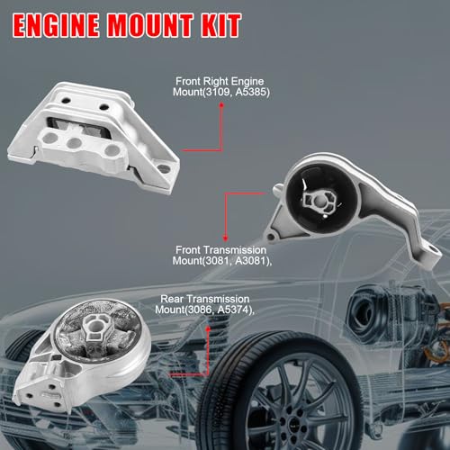 3PCS Engine Motor Mount and Trans Mount Fit for Chevrolet Cobalt 2005-2010 - size: 2005-2010 for Chevy Cobalt 2.2L L4 Auto Trans