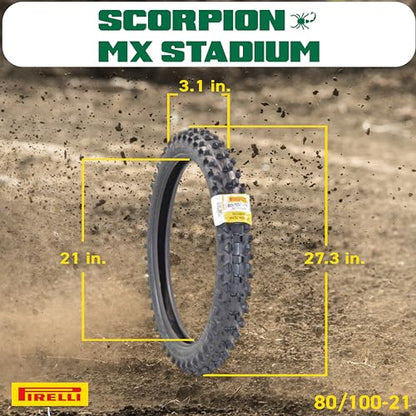 Pirelli Scorpion MX Mid-Soft Stadium Set: 80/100-21 Front & 120/80-19 Rear - size: 80/100-21 M/C 51M, 120/80-19 NHS 63M