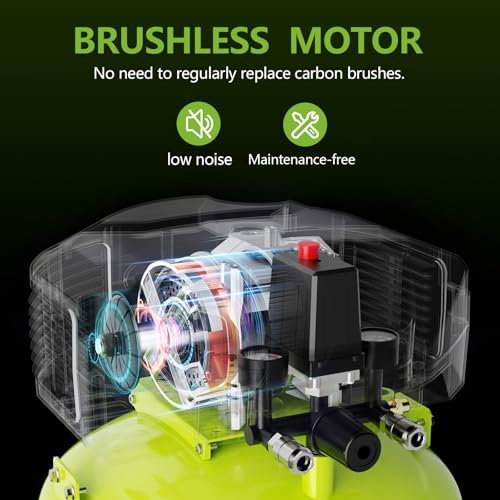 6 Gallon Portable Pancake Air Compressor, 150 PSI Max, Oil-Free, with Long-Life Brushless Motor for Tire Inflation, Nailing, Painting (with 4-Piece Tool Bundle) - style: QA1-6G+Accessory Bundle