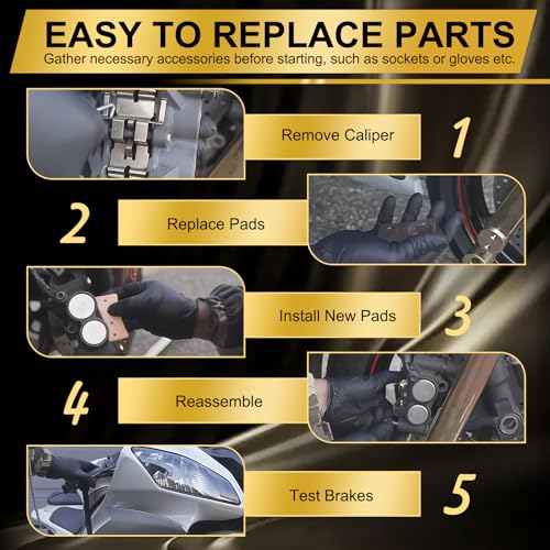 S SYUU Front Rear Brake Pads Set Compatible with Harley Davidson Dyna Street Bob, Wide Glide, Super Glide, Fatboy, Softail Deluxe, Heritage Softail Classic, Softail Custom, Softail Slim FA457F FA458R