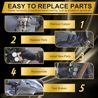 S SYUU Front Rear Brake Pads Set Compatible with Harley Davidson Dyna Street Bob, Wide Glide, Super Glide, Fatboy, Softail Deluxe, Heritage Softail Classic, Softail Custom, Softail Slim FA457F FA458R