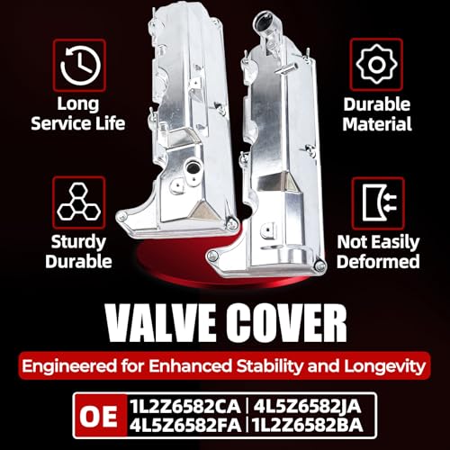 MITZONE Aluminum Valve Cover Set Compatible with 2001 2002 2003 2004 2005 Ford Explorer Sport Ranger Mercury Mountaineer 4.0L 1L2Z6582CA 4L5Z6582JA - size: 2002-2003 Ford (Pair)