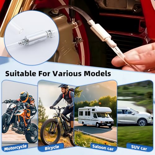 4 PCS Brake Bleeder Hose, Motorcycle Brake Bleeder Kit, One Way Check Valve Tube Bleeding Tool Kit for Hydraulic System Bleeding for Car Motorcyle Clutch,Soft Tube with Metal Clips