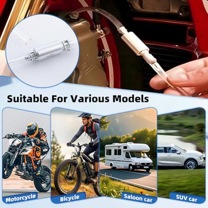 4 PCS Brake Bleeder Hose, Motorcycle Brake Bleeder Kit, One Way Check Valve Tube Bleeding Tool Kit for Hydraulic System Bleeding for Car Motorcyle Clutch,Soft Tube with Metal Clips