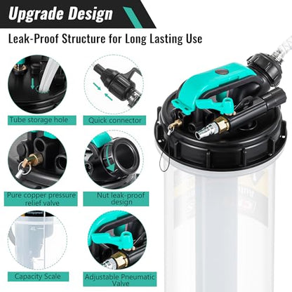Estune 5.3L/1.4 Gallon Fluid Extractor Pump with 5 Pcs Brake Bleeding Hose - size: 1.4 Gallon/5.3 L