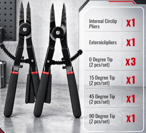 Watris Veiyi 2PCS Heavy Duty Circlip Pliers, 16" Snap Ring Pliers Set