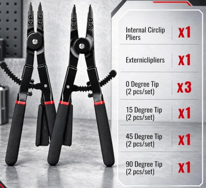 Watris Veiyi 2PCS Heavy Duty Circlip Pliers, 16" Snap Ring Pliers Set