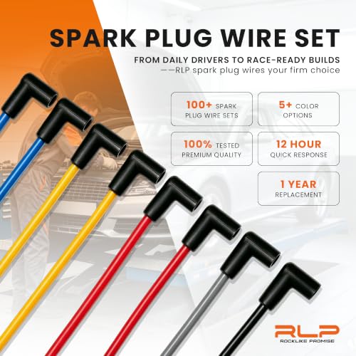 Universal Spark Plug Wire Set 8.5mm with Red Silicone Jacket and Straight Boots Replaces 4040 - style: 180 Degree Boots
