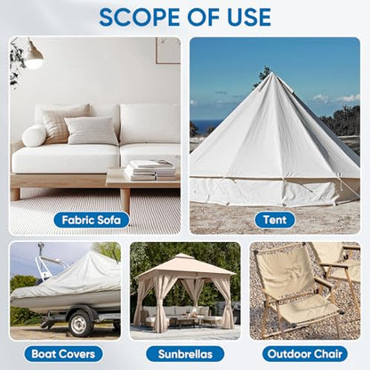 Canvas Patch 4 "x 60 ", Self-Adhesive Waterproof Canvas Patch Set for Repairing Tents, Couch, Boat Covers, Camping Chairs, Awnings, Car Seats.(Beige Yellow) - color: Beige Yellow, size: 4"×60"