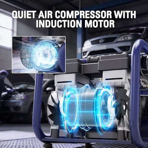 STEALTH Air Compressor 3 Gallon, Quiet Air Compressor, Oil-Free Air Tool, for Tire Inflator, Auto Repair, Woodwork Nailing (SAQ-1301) - style: SAQ-1301-FBA