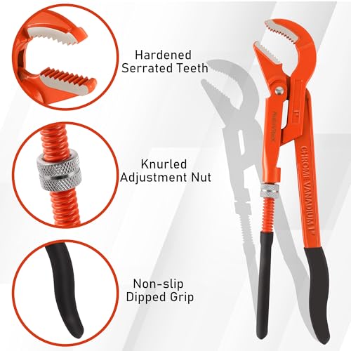 12-Inch 45°Angled Jaw Swedish Pipe Wrench