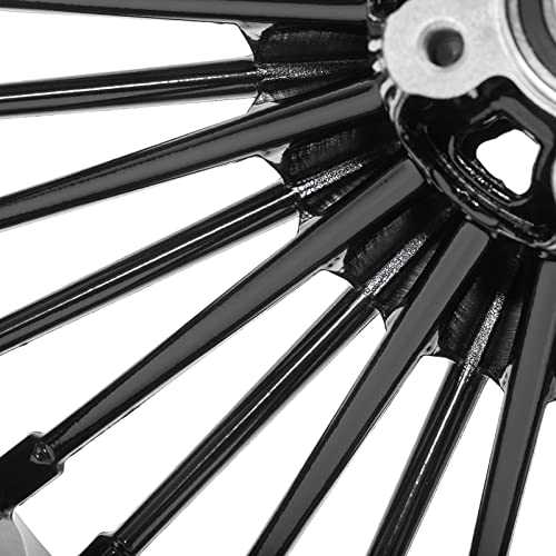 TOFR 21x3.5 18x3.5 Fat Spoke Wheels Black For Harley Touring Baggers 00-07 - color: Gloss Black, size: Front:21x3.5 Rear:18x3.5
