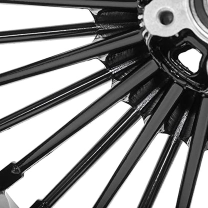 TOFR 21x3.5 18x3.5 Fat Spoke Wheels Black For Harley Touring Baggers 00-07 - color: Gloss Black, size: Front:21x3.5 Rear:18x3.5