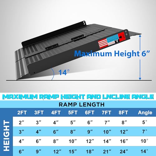 WHALEMOTOR Black Portable Wheelchair Ramp, 2FT No-sew Non-Slip Aluminum Wheelchair Ramp, Folding Portable Wheelchair Ramps for Home, Weight Capacity Up to 800 LBS, Loading Dock Plates - size: 2FT Using height 2-6"