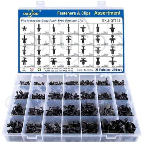 280pcs for Mercedes Benz Body Push-Type Retainer Bumper Cover Fender Liner Hood Insulation & Cowl Grille Retainer Trunk Trim & General Purpose Push-Type Clip
