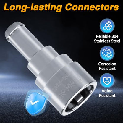 EVRBUL 2PCS Heater Core Hose Connectors - Stainless Steel Coolant Hose Connector Inlet/Outlet 3/4In Tube x 5/8In Hose Compatible with Chevrolet GMC Cadillac Replace# 15032062 800-409HP