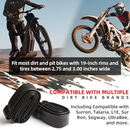 AR-PRO (2-Pack) 2.75/3.00-19" Heavy Duty Dirt Bike Inner Tubes with TR4 Valve Stem for 70/100-19, 80/100-19 19" Dirt Pit Tires, Compatible with Surron, Talaria, Segway, UltraBee and More - size: 2.75/3.00-19" (70/100-19), TR4 Valve