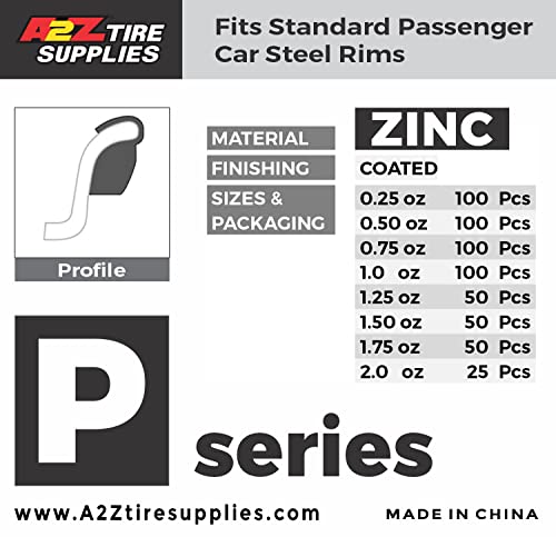 P Series Hammer on ZINC Wheel Weights Coated (2.0oz) Box of 25pcs - size: 2.0oz