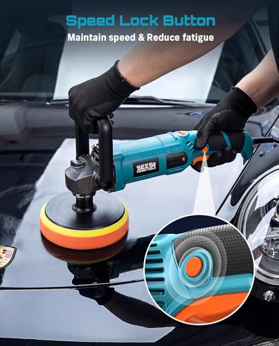 SEESII Car Buffer Polisher 1600W 7 Inch/6 Inch Rotary Buffer Polisher Waxer