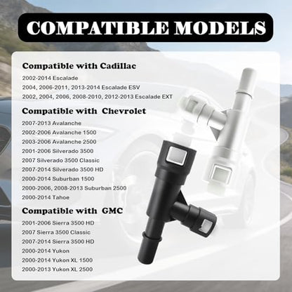 2PCS Car Heater Hose Connector Replacement OEM#15055343,T-Shape Heater Core Connector Compatible with Cadillac Chevrolet GMC,Waterproof Heaters Hose Fitting Car Accessories