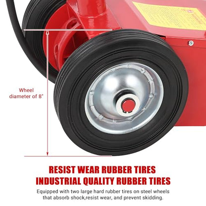 22 Ton Air Hydraulic Floor Jack for Heavy Duty Trucks & Tractors – Low Profile (9"-17.7"), 4 Adapters, 46" Adjustable Handle – 44,000 Lbs Capacity - color: 22 Ton Red