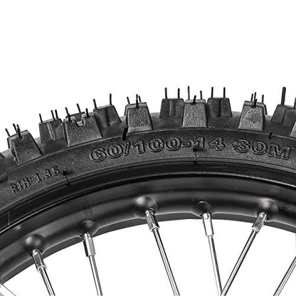 60/100-14 Front and 80/100-12 Rear Disc Brake Wheel Tires Rim With 12mm Bearing for Pit Dirt Bike