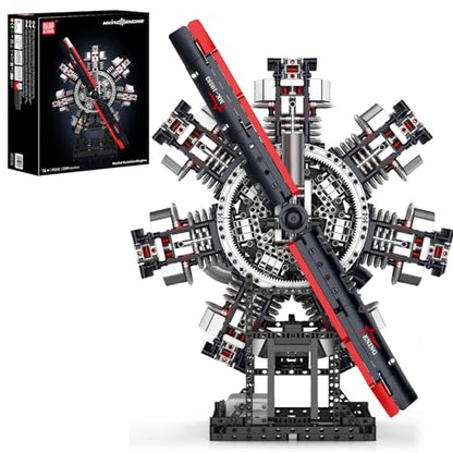 Mould King 10233 Radial Aviation Engine Building Blocks Sets, Engine Model kit That Run, Build Your Own STEM Model Engine, Engine Building Engineering Toys (3089+PCS) - style: 10233 Engine Model