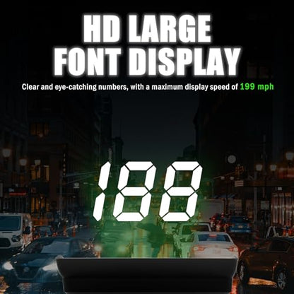 GPS Heads up Display for Cars with HD Large Font,USB Plug & Play Car HUD Head up Display for Speed Displays,Universal Digital Speedometer for Car with Adjustable Brightness (White) - color: White